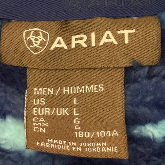 Ariat Men's Pullover Blue Depths Serape Polar Bear Fleece Hood Size Large NWT - Picture 8 of 12